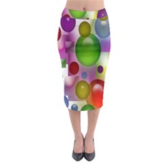 Colored Bubbles Squares Background Midi Pencil Skirt by Nexatart