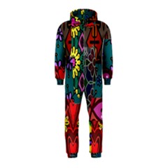 Digitally Created Abstract Patchwork Collage Pattern Hooded Jumpsuit (kids) by Nexatart