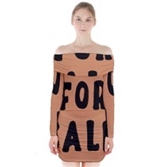 For Sale Sign Black Brown Long Sleeve Off Shoulder Dress by Mariart