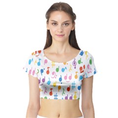 Musical Notes Short Sleeve Crop Top (tight Fit) by Mariart