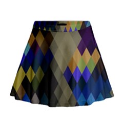 Background Of Blue Gold Brown Tan Purple Diamonds Mini Flare Skirt by Nexatart