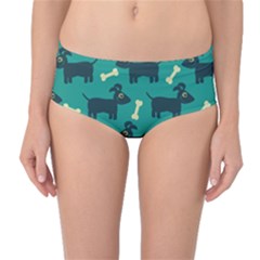Happy Dogs Animals Pattern Mid-waist Bikini Bottoms by Nexatart