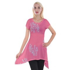 Branch Berries Seamless Red Grey Pink Short Sleeve Side Drop Tunic by Mariart