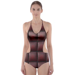 Red Cell Leather Retro Car Seat Textures Cut-out One Piece Swimsuit by Nexatart