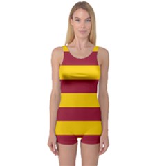 Oswald s Stripes Red Yellow One Piece Boyleg Swimsuit by Mariart