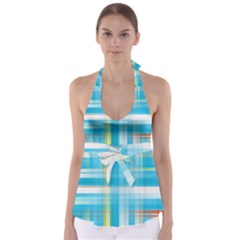 Lines Blue Stripes Babydoll Tankini Top by Mariart