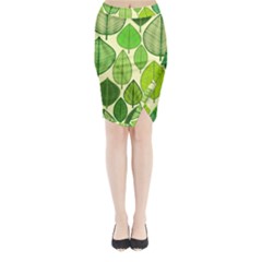 Leaves Pattern Design Midi Wrap Pencil Skirt by TastefulDesigns