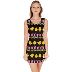 Easter - Chick And Tulips Sleeveless Bodycon Dress by Valentinaart