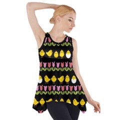 Easter - Chick And Tulips Side Drop Tank Tunic by Valentinaart