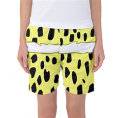 Leopard Polka Dot Yellow Black Women s Basketball Shorts