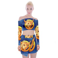 Zodiac Taurus Off Shoulder Top With Skirt Set by Mariart