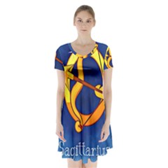 Zodiac Sagittarius Short Sleeve V-neck Flare Dress by Mariart