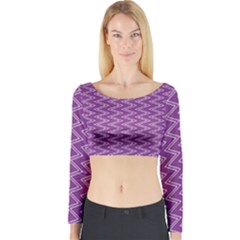 Purple Zig Zag Pattern Background Wallpaper Long Sleeve Crop Top by Nexatart