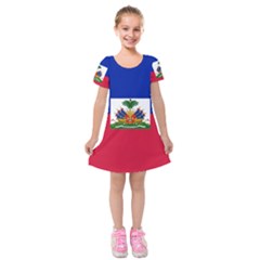 Flag Of Haiti  Kids  Short Sleeve Velvet Dress by abbeyz71