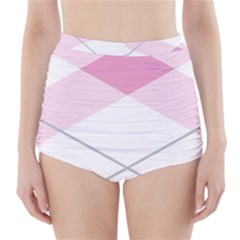 Tablecloth Stripes Diamonds Pink High-waisted Bikini Bottoms by Nexatart