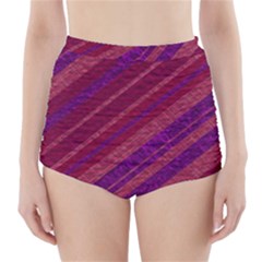 Stripes Course Texture Background High-waisted Bikini Bottoms by Nexatart