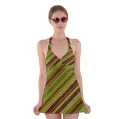 Stripes Course Texture Background Halter Swimsuit Dress by Nexatart
