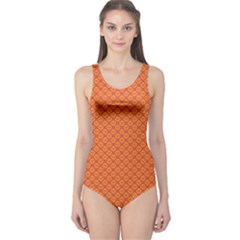 Heart Orange Love One Piece Swimsuit by Mariart