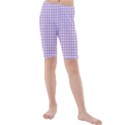 Plaid Purple White Line Kids  Mid Length Swim Shorts View1