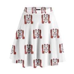 Funny Emoji Laughing Out Loud Pattern  High Waist Skirt by dflcprintsclothing