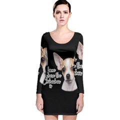 Chihuahua Long Sleeve Velvet Bodycon Dress by Valentinaart