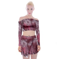 Texture Background Off Shoulder Top With Skirt Set by Nexatart