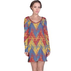 Aztec South American Pattern Zig Zag Long Sleeve Nightdress by Nexatart