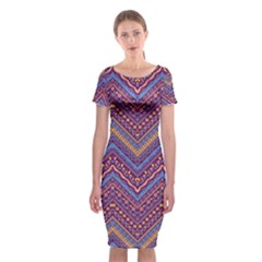 Colorful Ethnic Background With Zig Zag Pattern Design Classic Short Sleeve Midi Dress by TastefulDesigns