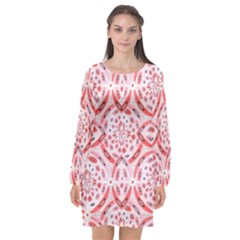 Geometric Harmony Long Sleeve Chiffon Shift Dress  by linceazul