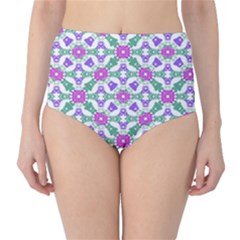 Multicolor Ornate Check High-waist Bikini Bottoms by dflcprintsclothing