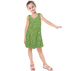 Green Glitter Abstract Texture Print Kids  Sleeveless Dress by dflcprintsclothing