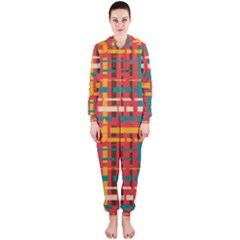 Colorful Line Segments Hooded Jumpsuit (ladies)  by linceazul