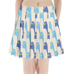 Animals Penguin Ice Blue White Cool Bird Pleated Mini Skirt by Mariart