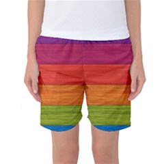 Wooden Plate Color Purple Red Orange Green Blue Women s Basketball Shorts