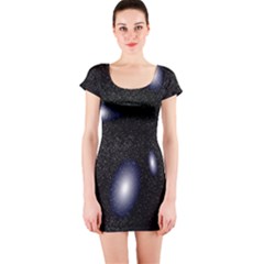 Galaxy Planet Space Star Light Polka Night Short Sleeve Bodycon Dress by Mariart