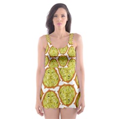 Horned Melon Green Fruit Skater Dress Swimsuit by Mariart