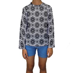 Geometric Black And White Kids  Long Sleeve Swimwear by linceazul