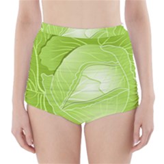 Cabbage Leaf Vegetable Green High-waisted Bikini Bottoms by Mariart