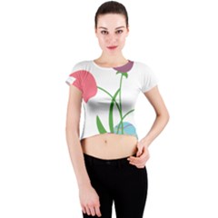 Eggs Three Tulips Flower Floral Rainbow Crew Neck Crop Top by Mariart