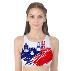 Eiffel Tower Monument Statue Of Liberty France England Red Blue Tank Bikini Top by Mariart