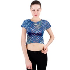 Fireworks Party Blue Fire Happy Crew Neck Crop Top by Mariart