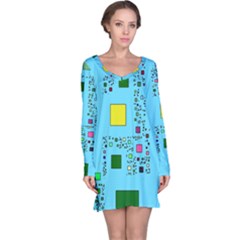 Squares On A Blue Background            Nightdress by LalyLauraFLM