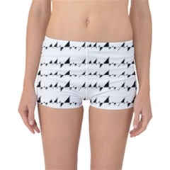 Black And White Wavy Stripes Pattern Boyleg Bikini Bottoms by dflcprintsclothing