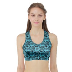 Turquoise Pattern Sports Bra With Border by linceazul