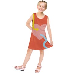 Illustrated Zodiac Love Heart Orange Yellow Blue Kids  Tunic Dress by Mariart