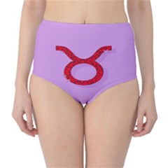 Illustrated Zodiac Purple Red Star Polka Circle High-waist Bikini Bottoms by Mariart