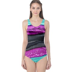 Green Pink Purple Black Stone One Piece Swimsuit by Mariart