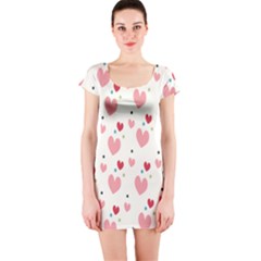 Love Heart Pink Polka Valentine Red Black Green White Short Sleeve Bodycon Dress by Mariart