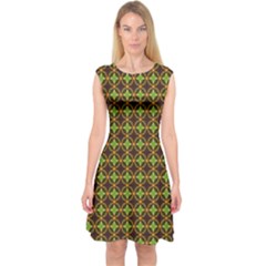 Kiwi Like Pattern Capsleeve Midi Dress by linceazul