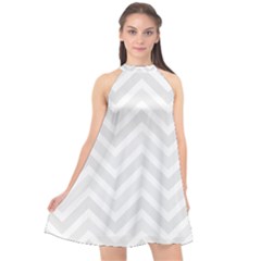 Zigzag  Pattern Halter Neckline Chiffon Dress  by Valentinaart